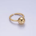 14K Gold plated Round Bead Bubble Minimalist Solitaire Ring | O1259 - DLUXCA