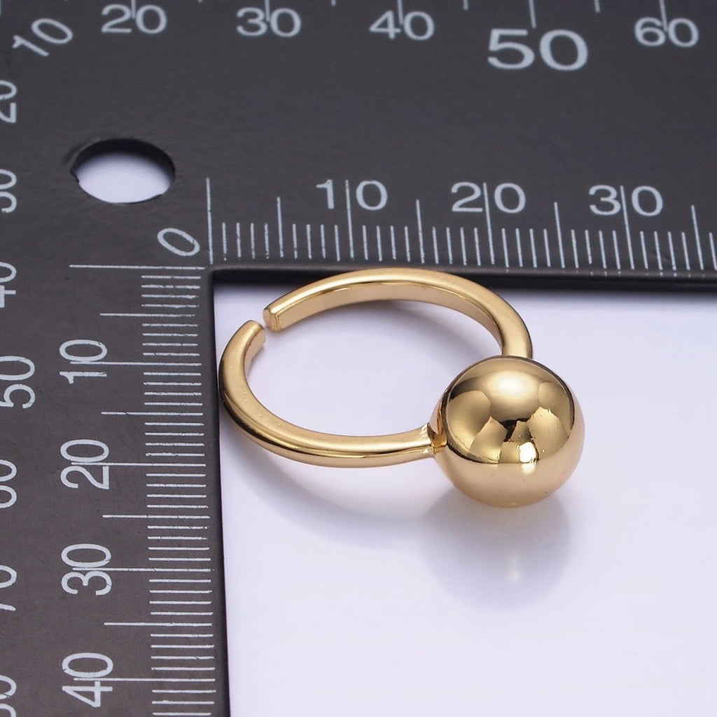 14K Gold plated Round Bead Bubble Minimalist Solitaire Ring | O1259 - DLUXCA