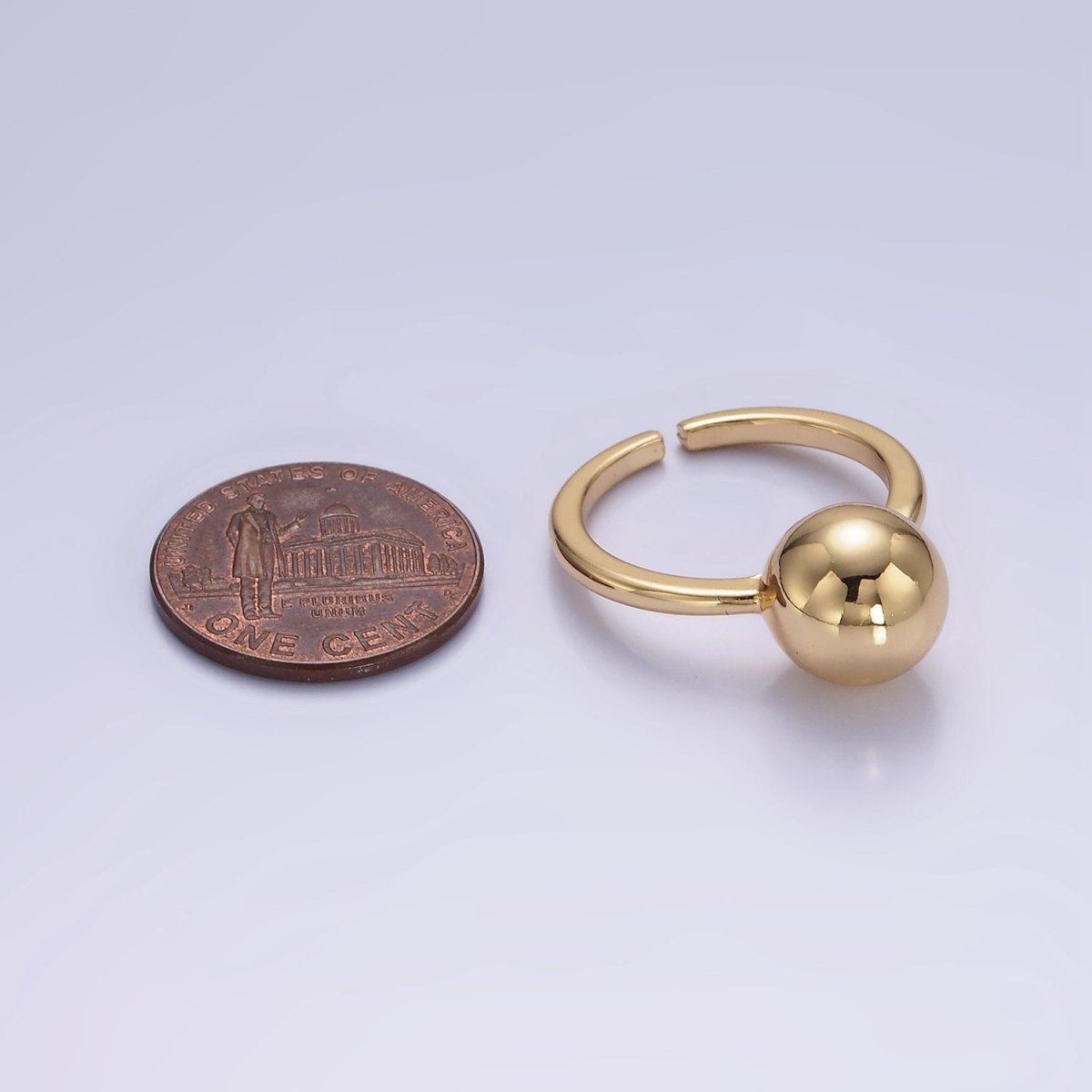 14K Gold plated Round Bead Bubble Minimalist Solitaire Ring | O1259 - DLUXCA
