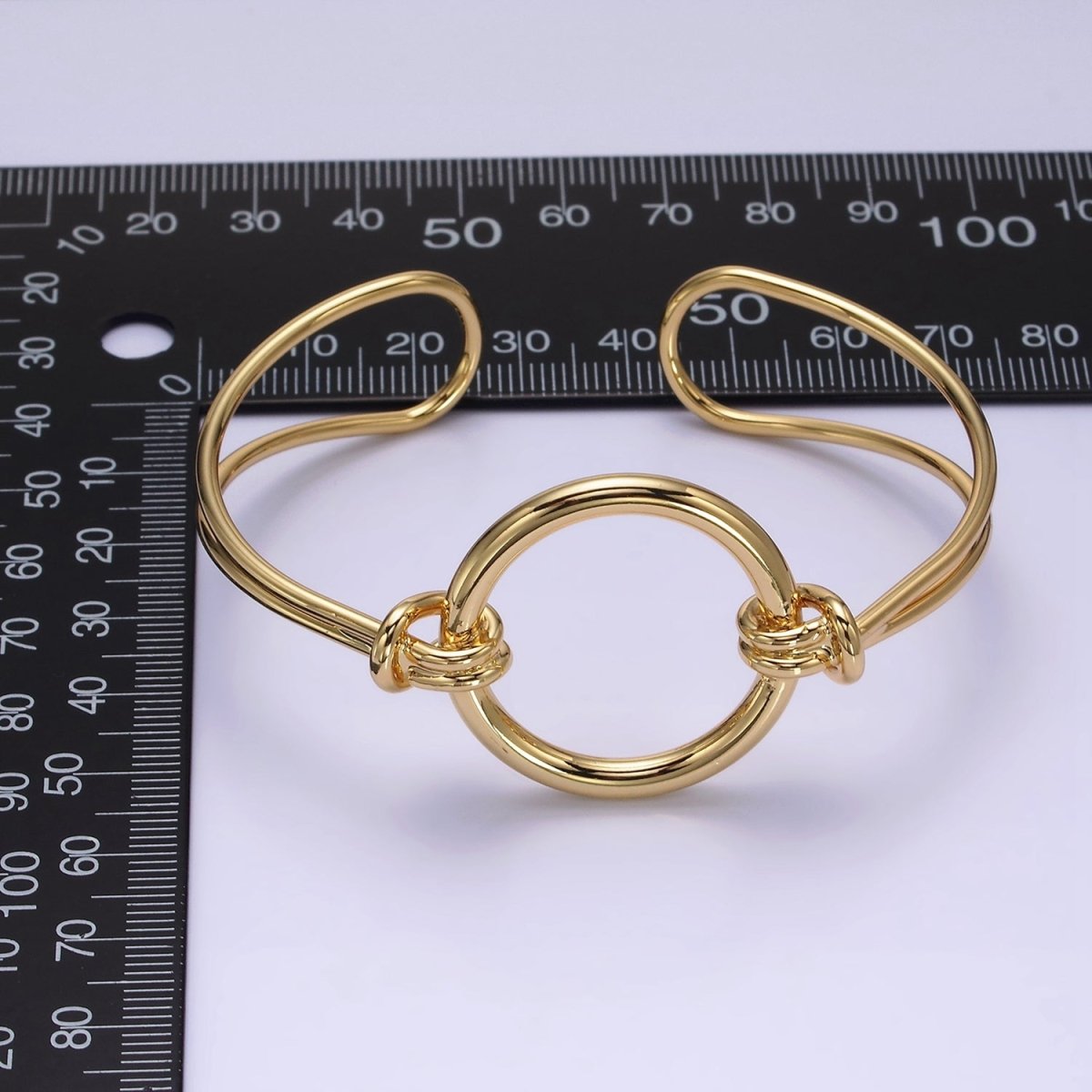 14K Gold plated Round Circle Rope Tied Minimalist Cuff Bangle Bracelet in Silver & Gold | WA-1943 WA-1944 Clearance Pricing