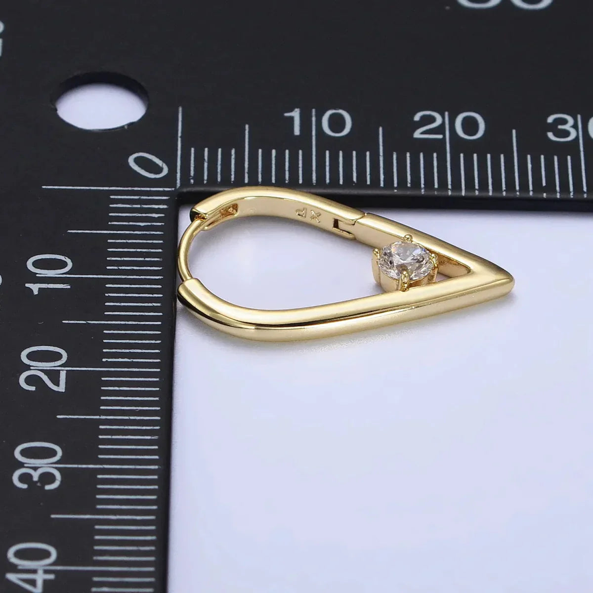 14K Gold plated Round Clear CZ  22mm, 24mm Geometric Triangle Earrings | AB277 AB240