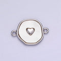 14K Gold plated Round Coin Heart Charm Connector Shell Pearl Link Connector | G286 - DLUXCA