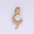 14K Gold plated Round CZ Micro Paved Treble Clef Music Note Pendant | N1833 - DLUXCA
