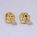 14K Gold plated Round Hammered Clear CZ Drop Open Loop Stud Earrings Findings Supply | Z602 - DLUXCA