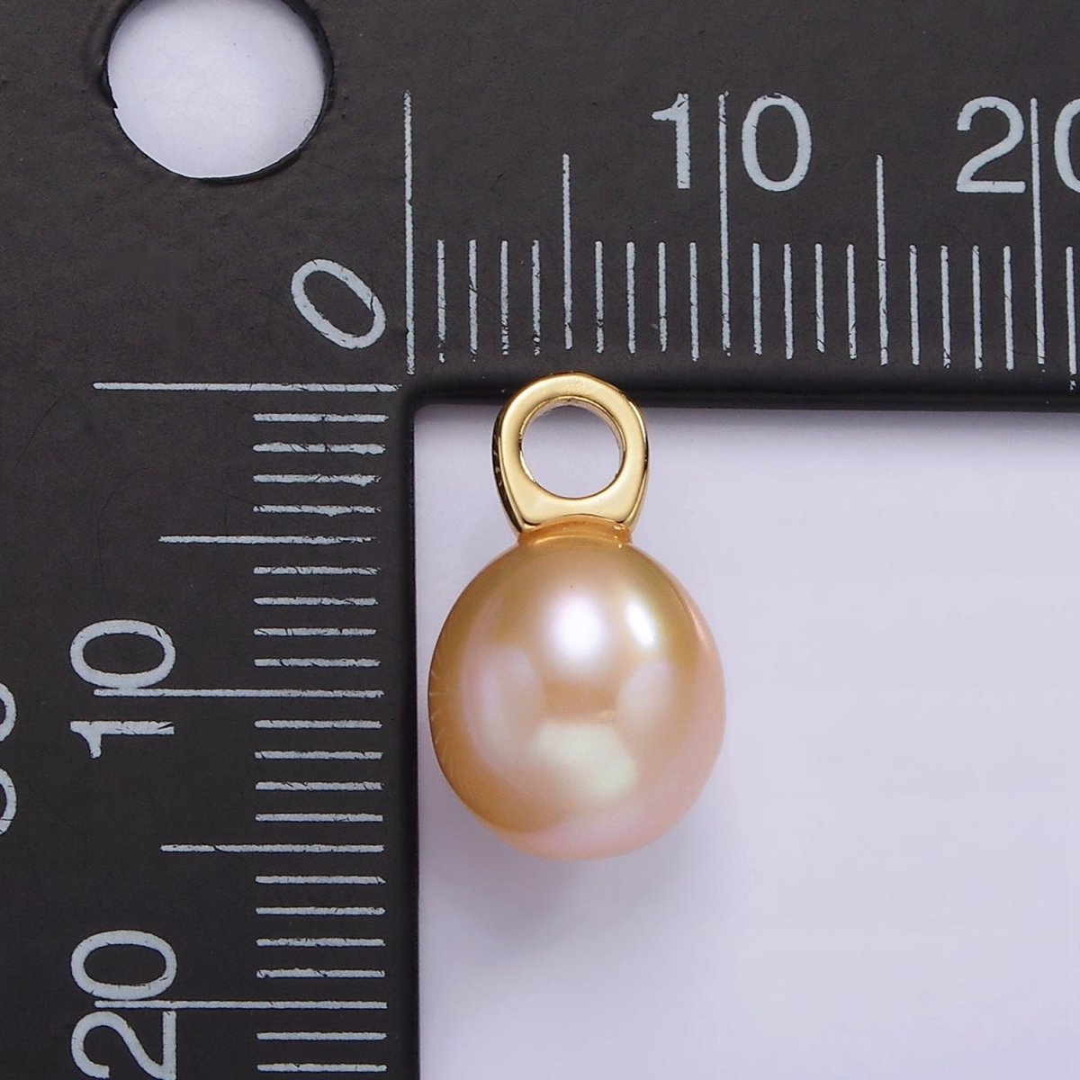 14K Gold plated Round Pink Freshwater Pearl Drop Pendant | P1662 - DLUXCA