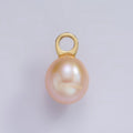 14K Gold plated Round Pink Freshwater Pearl Drop Pendant | P1662 - DLUXCA