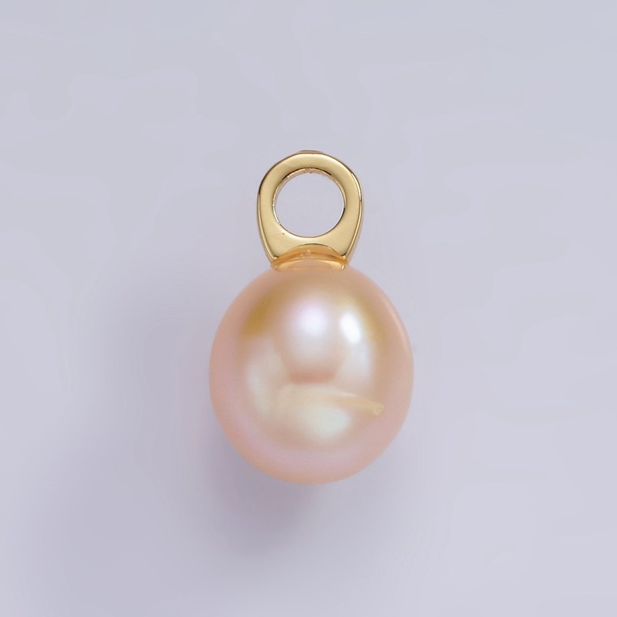 14K Gold plated Round Pink Freshwater Pearl Drop Pendant | P1662 - DLUXCA