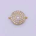 14K Gold plated Round Shape Charm Connector CZ Micro Pave, Disc Connector, Pave Connector, Connector Charms, Cubic Zirconia F-686 - DLUXCA