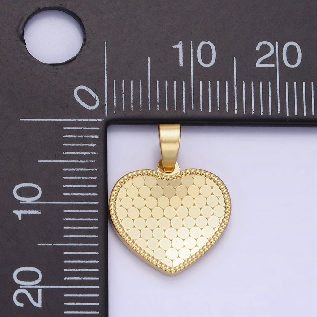 14K Gold plated Round Textured Minimalist Heart Pendant in Gold & Silver | AA1265
