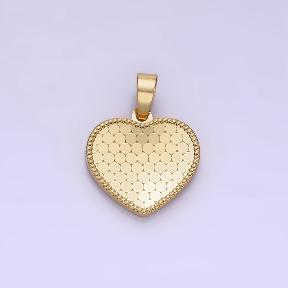 14K Gold plated Round Textured Minimalist Heart Pendant in Gold & Silver | AA1265
