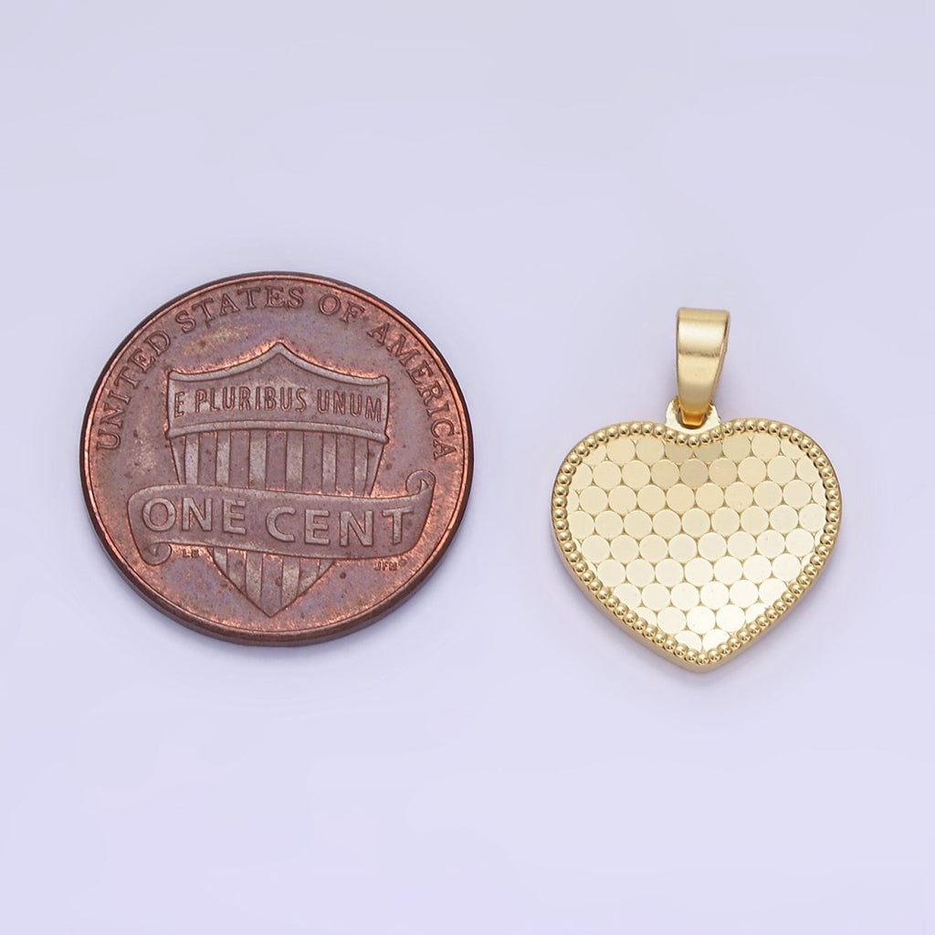 14K Gold plated Round Textured Minimalist Heart Pendant in Gold & Silver | AA1265