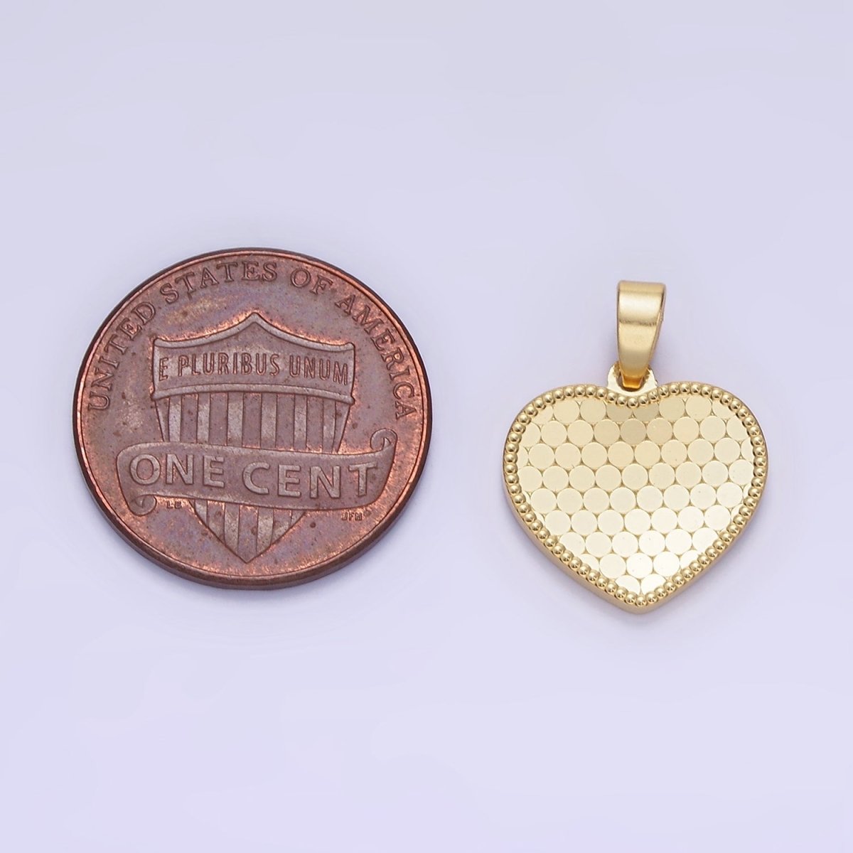 14K Gold plated Round Textured Minimalist Heart Pendant in Gold & Silver | AA1265