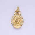 14K Gold plated Royal Crown Micro Paved CZ Artisan Rhondelle Bail | AA1245 - DLUXCA