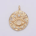 14K Gold plated Rustic Dainty Evil Eye Charm with Micro Pave Cubic Zirconia CZ Stone for Celestial Moon Necklace or Earring Supply D-219 to D-220