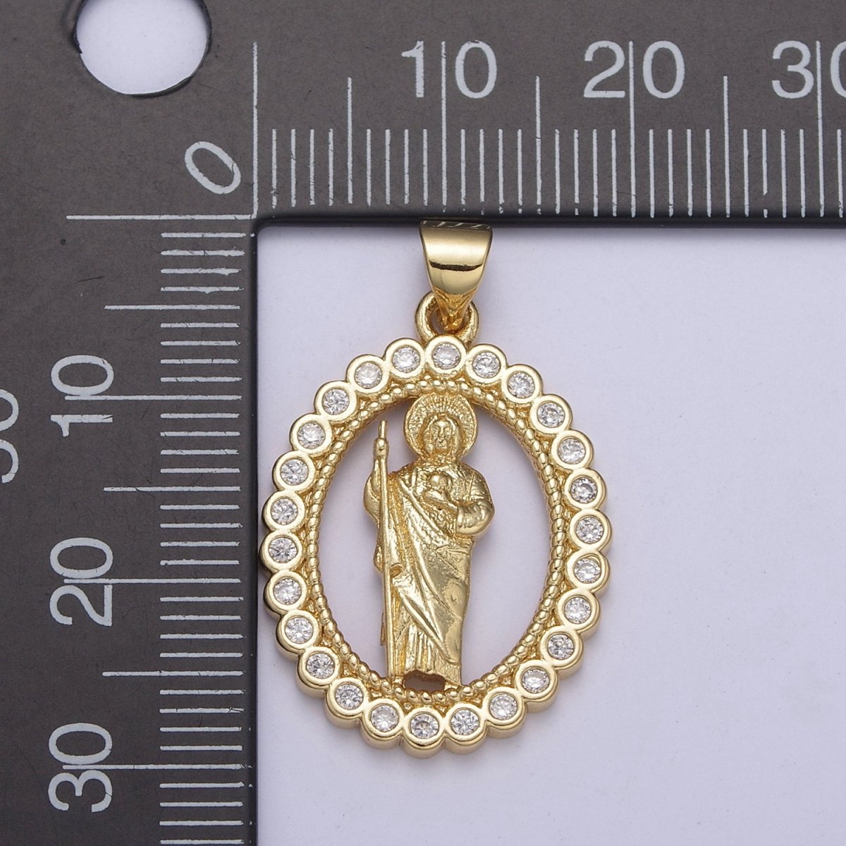 14k Gold plated Saint Jude Pendant San Judas Tadeo Charm necklace, religious jewelry, catholic necklace, San Judas Tadeo charm H-226 - DLUXCA