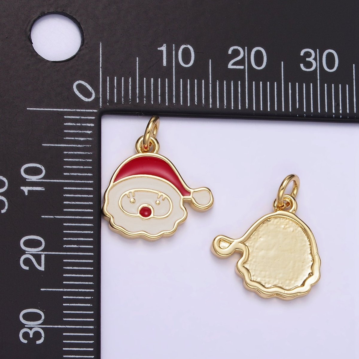 14K Gold plated Santa Claus Christmas Enamel Charm | D500 - DLUXCA