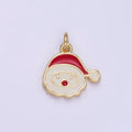 14K Gold plated Santa Claus Christmas Enamel Charm | D500 - DLUXCA