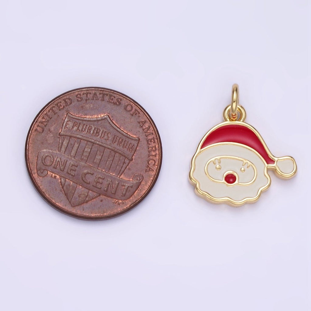14K Gold plated Santa Claus Christmas Enamel Charm | D500 - DLUXCA