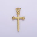 14K Gold plated Scale-Textured Religious Triple CZ Bail Pendant | AA1231 - DLUXCA
