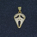 14K Gold plated Scream Movie Mask Charm Pendant, CZ Micro Pave Scary Movie Mask Pendant, Halloween Jewelry, Horror Movie, Cubic ZirconiaN-1326 I-702 - DLUXCA