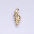 14k Gold plated Seashell 15mm CZ Mini Shell Charm | AG-674 - DLUXCA