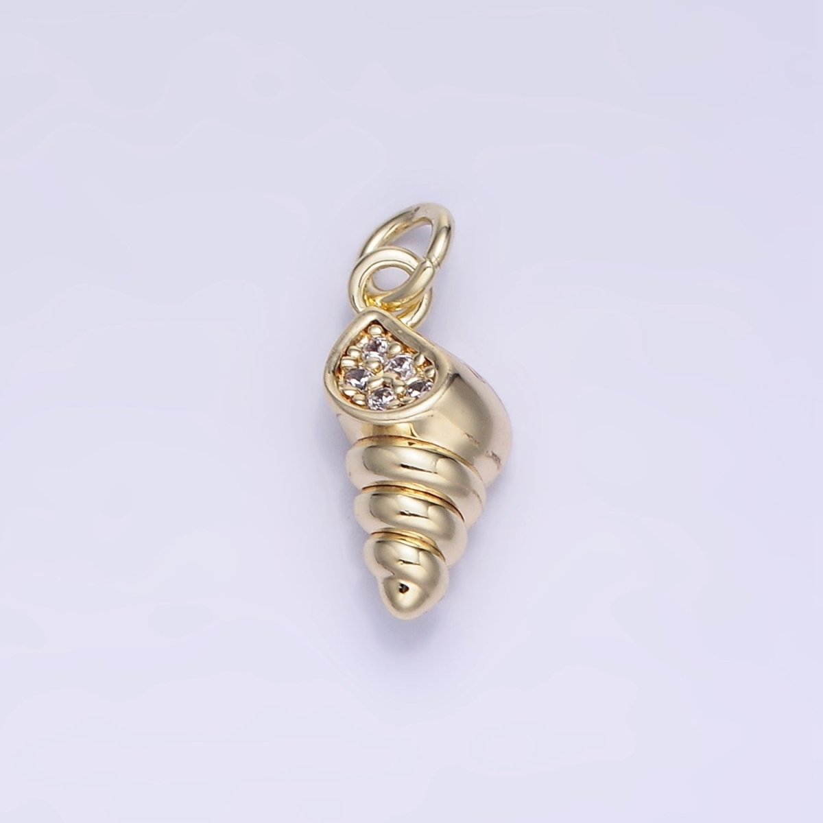 14k Gold plated Seashell 15mm CZ Mini Shell Charm | AG-674 - DLUXCA