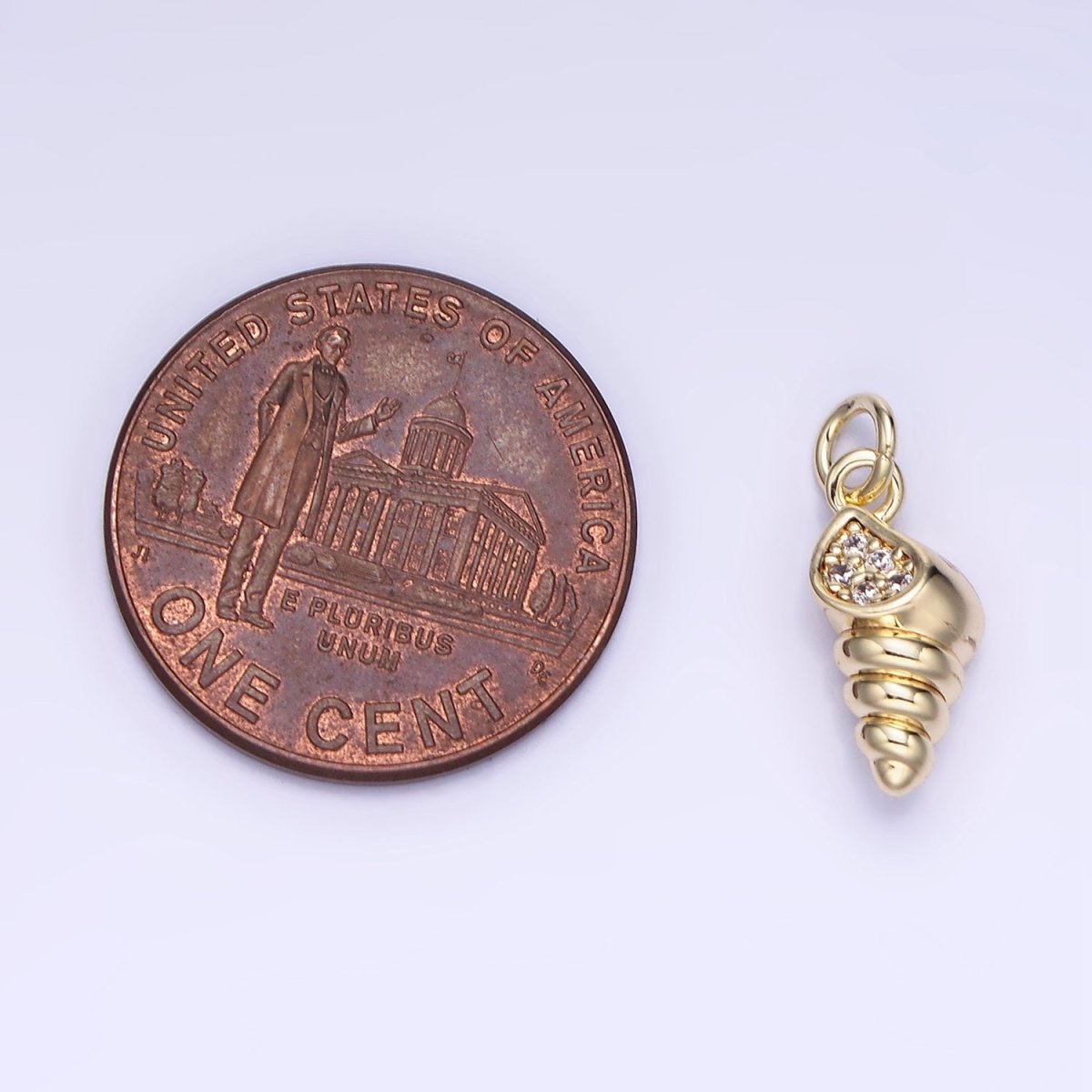 14k Gold plated Seashell 15mm CZ Mini Shell Charm | AG-674 - DLUXCA