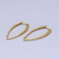 14K Gold plated Sharp Oval Dotted Inside Out Sided Textured Earrings | V-029 - DLUXCA