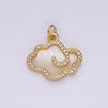 14K Gold plated Shell Pearl Cloud Weather Micro Paved CZ Bezel Charm | AG602 - DLUXCA