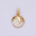 14K Gold plated Shell Pearl Molten Drip Round Pendant | N1795 - DLUXCA