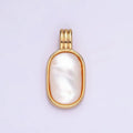 14K Gold plated Shell Pearl Oblong Bezel Triple Band Pendant | AA1191 - DLUXCA