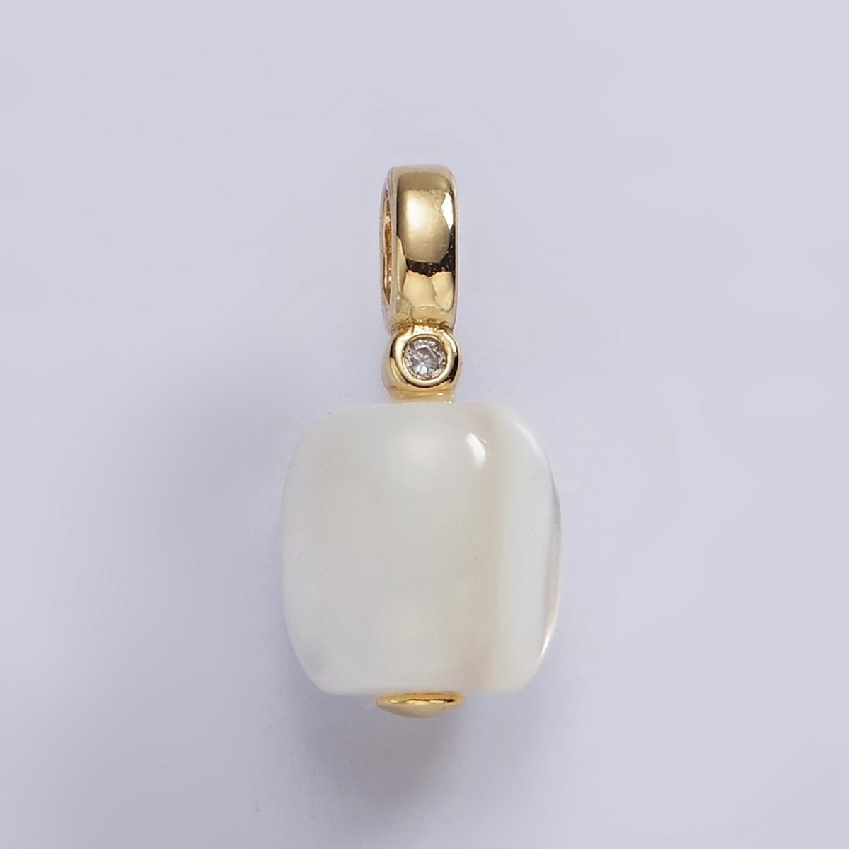 14K Gold plated Shell Pearl Square BZ Bezel Pendant | P1664 - DLUXCA
