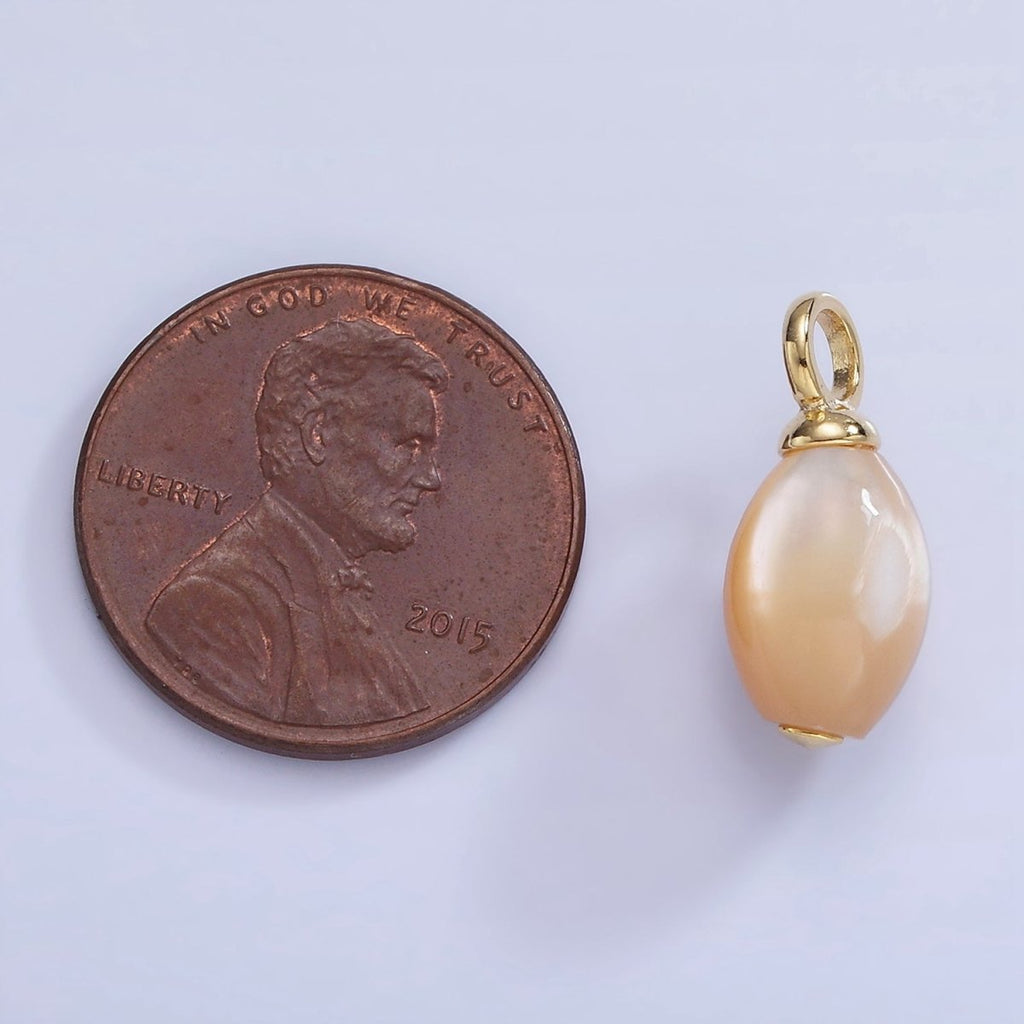 14K Gold plated Shell Pearl Teardrop Pendant | P1753 - DLUXCA