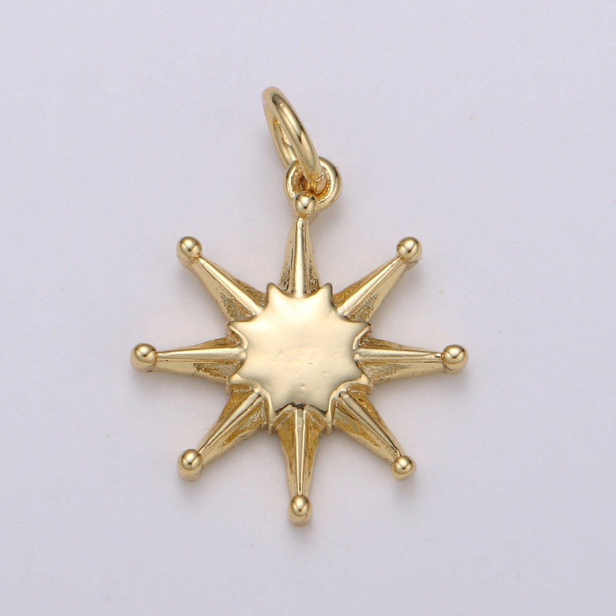 14K Gold plated Shining Star Pendant Shining Star Charm, Celestial Jewelry Northern Star ChaRM Eight Point Star Charm E-055 - DLUXCA