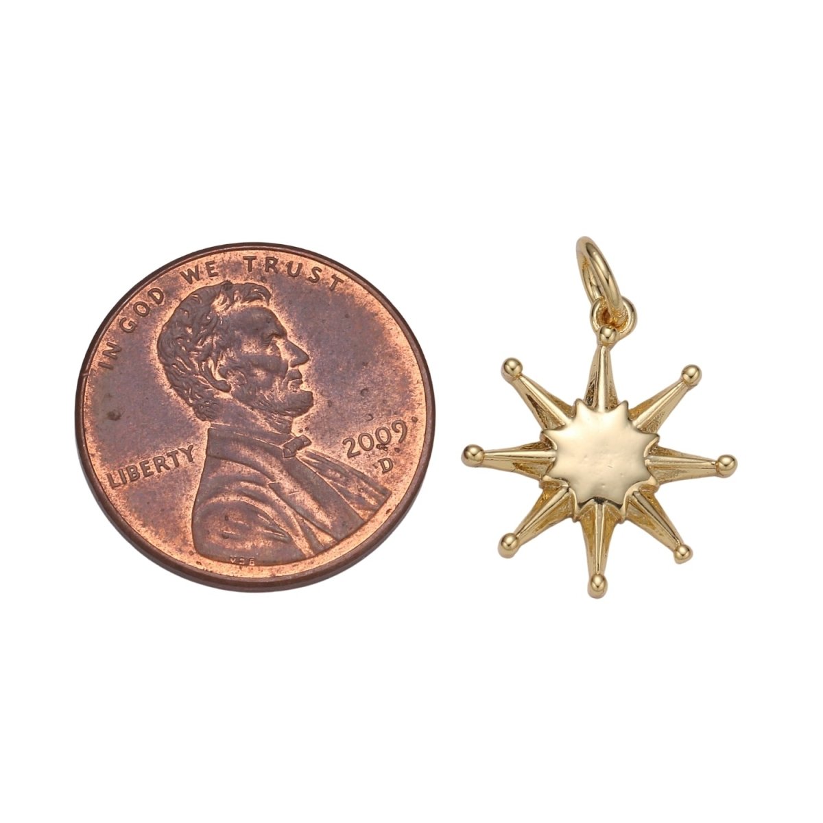 14K Gold plated Shining Star Pendant Shining Star Charm, Celestial Jewelry Northern Star ChaRM Eight Point Star Charm E-055 - DLUXCA