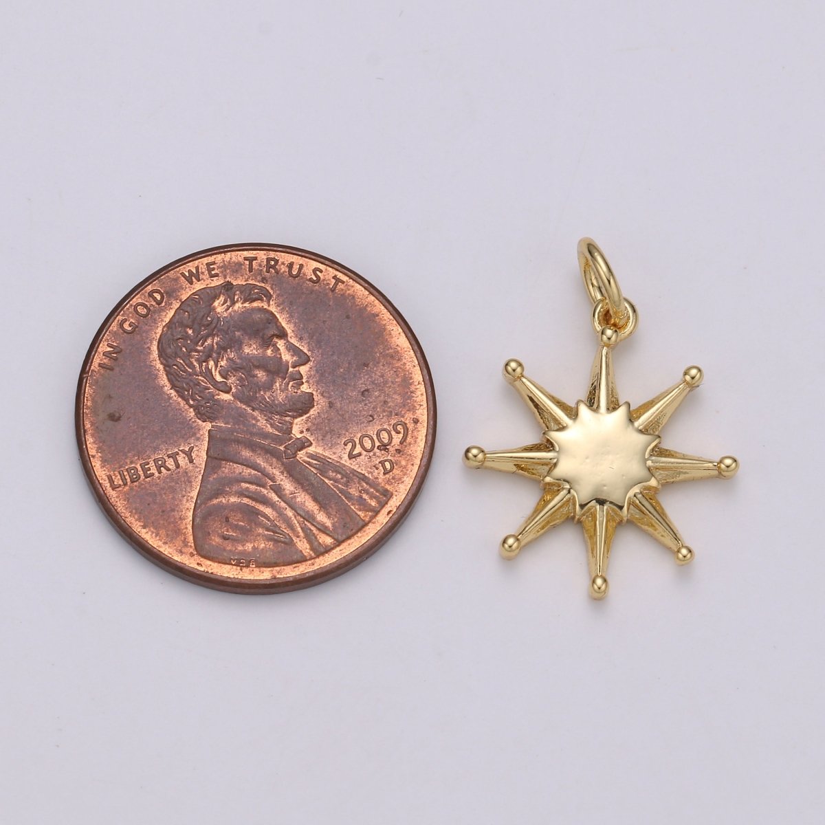 14K Gold plated Shining Star Pendant Shining Star Charm, Celestial Jewelry Northern Star ChaRM Eight Point Star Charm E-055 - DLUXCA