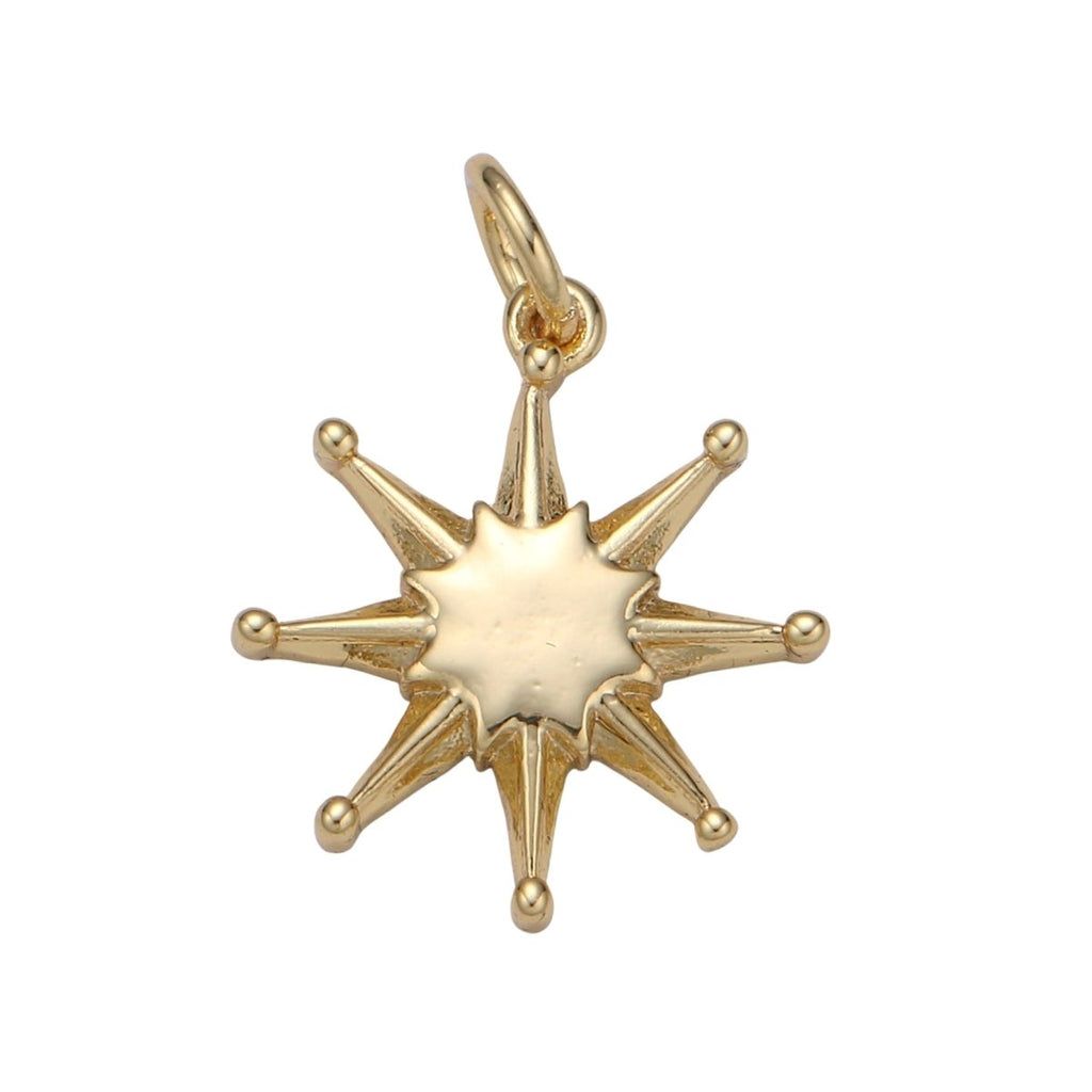 14K Gold plated Shining Star Pendant Shining Star Charm, Celestial Jewelry Northern Star ChaRM Eight Point Star Charm E-055 - DLUXCA