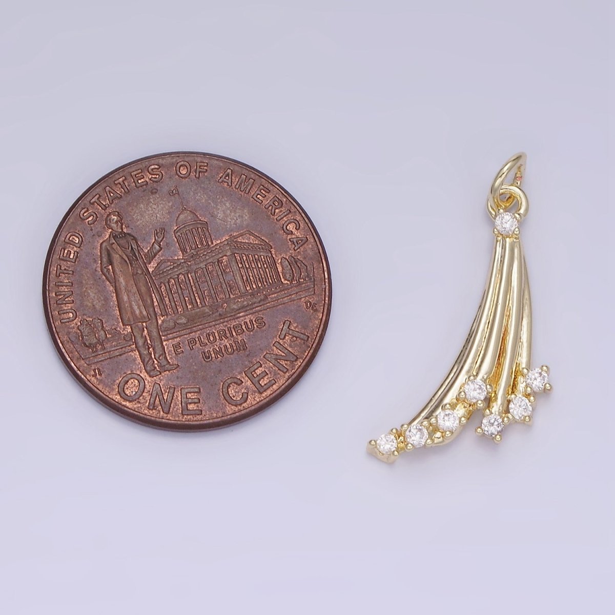 14K Gold plated Shooting Stars Charm with Clear CZ | AG-675 - DLUXCA