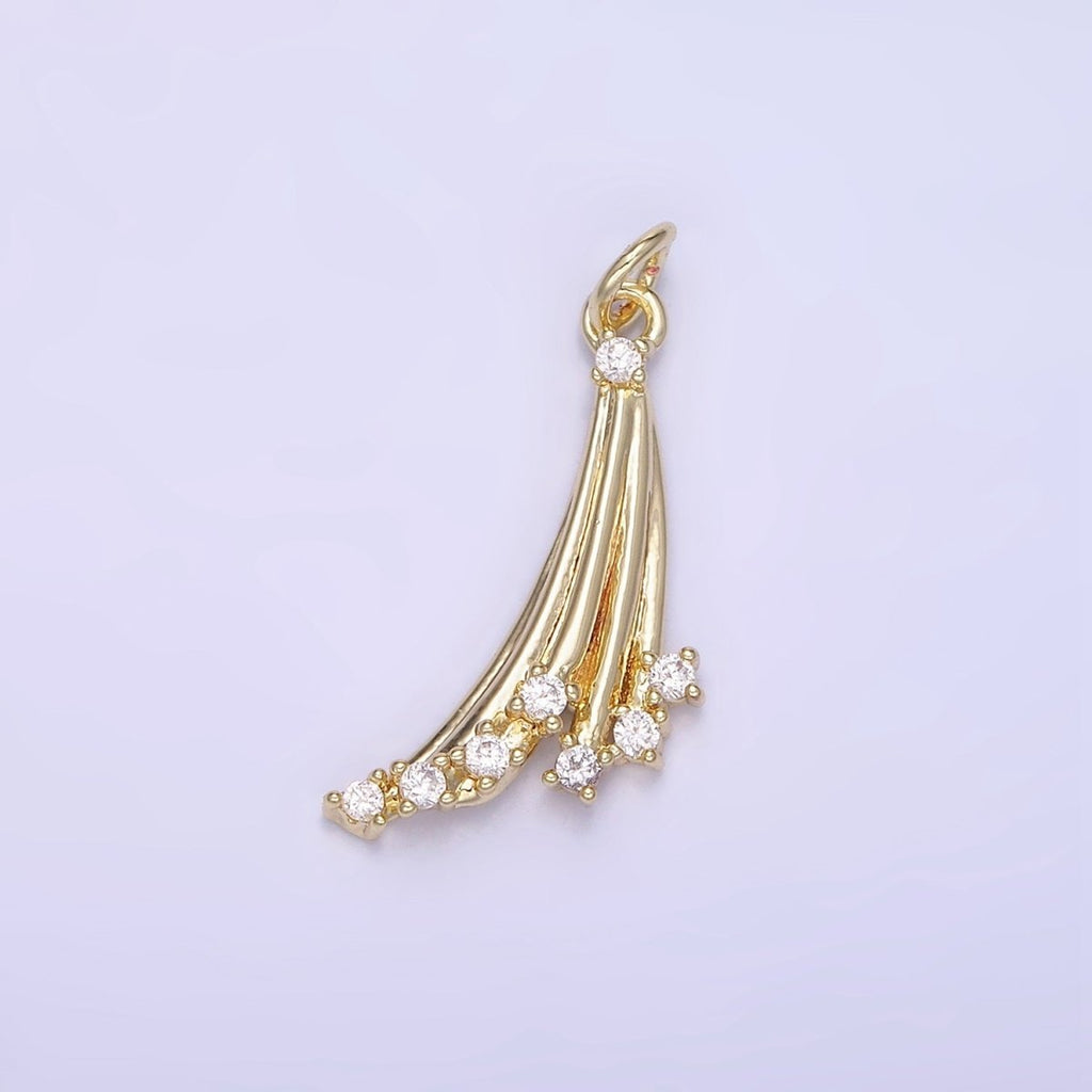 14K Gold plated Shooting Stars Charm with Clear CZ | AG-675 - DLUXCA