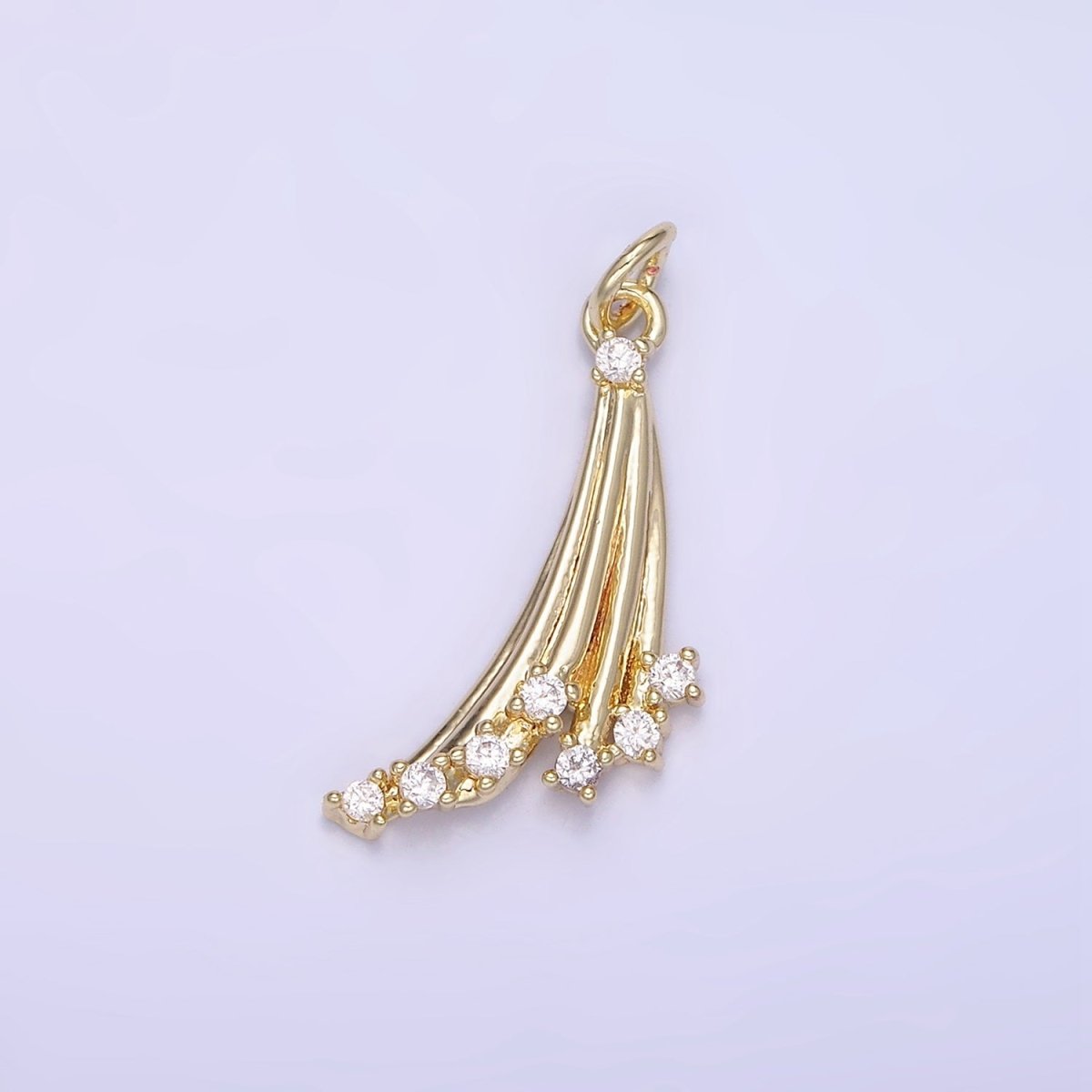 14K Gold plated Shooting Stars Charm with Clear CZ | AG-675 - DLUXCA