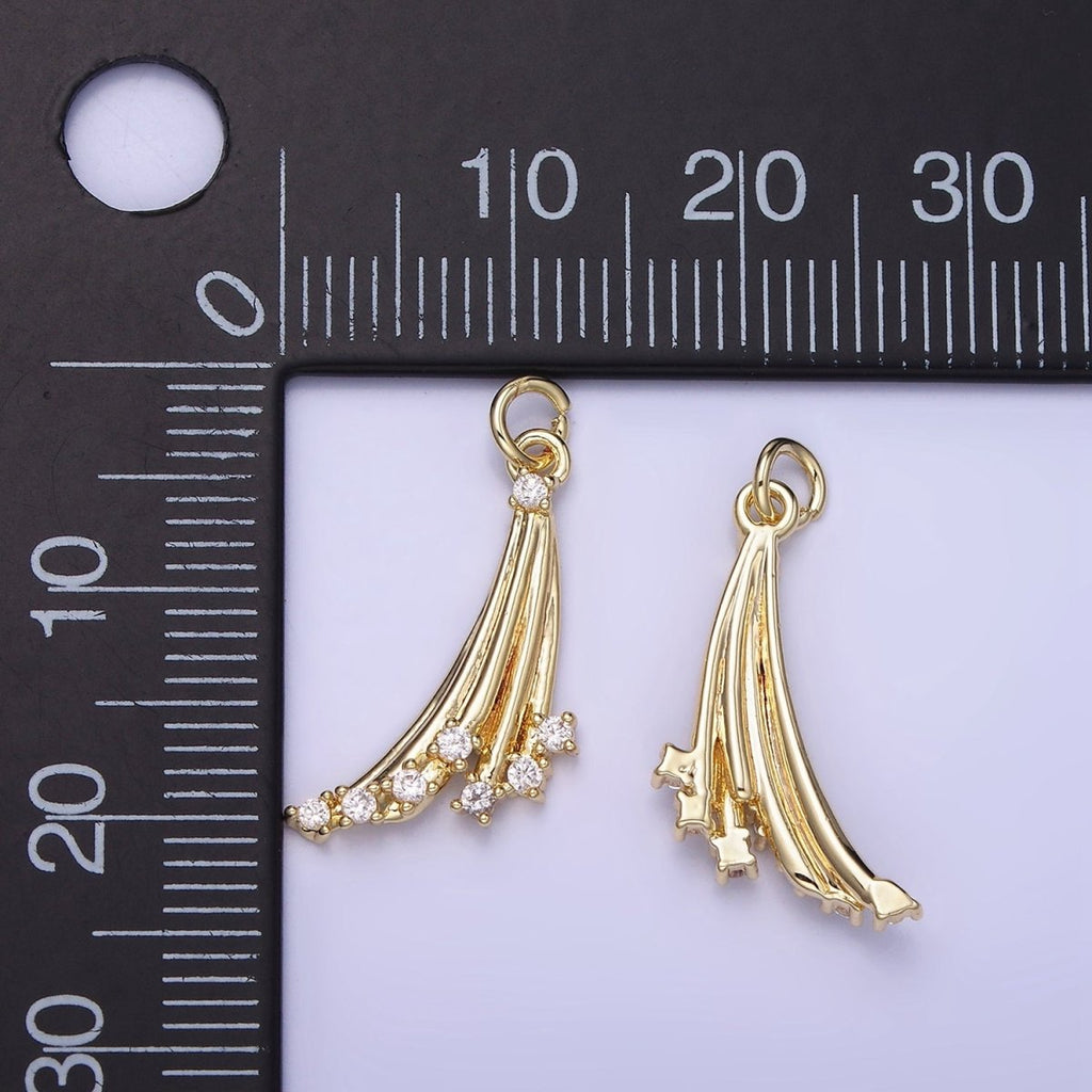 14K Gold plated Shooting Stars Charm with Clear CZ | AG-675 - DLUXCA