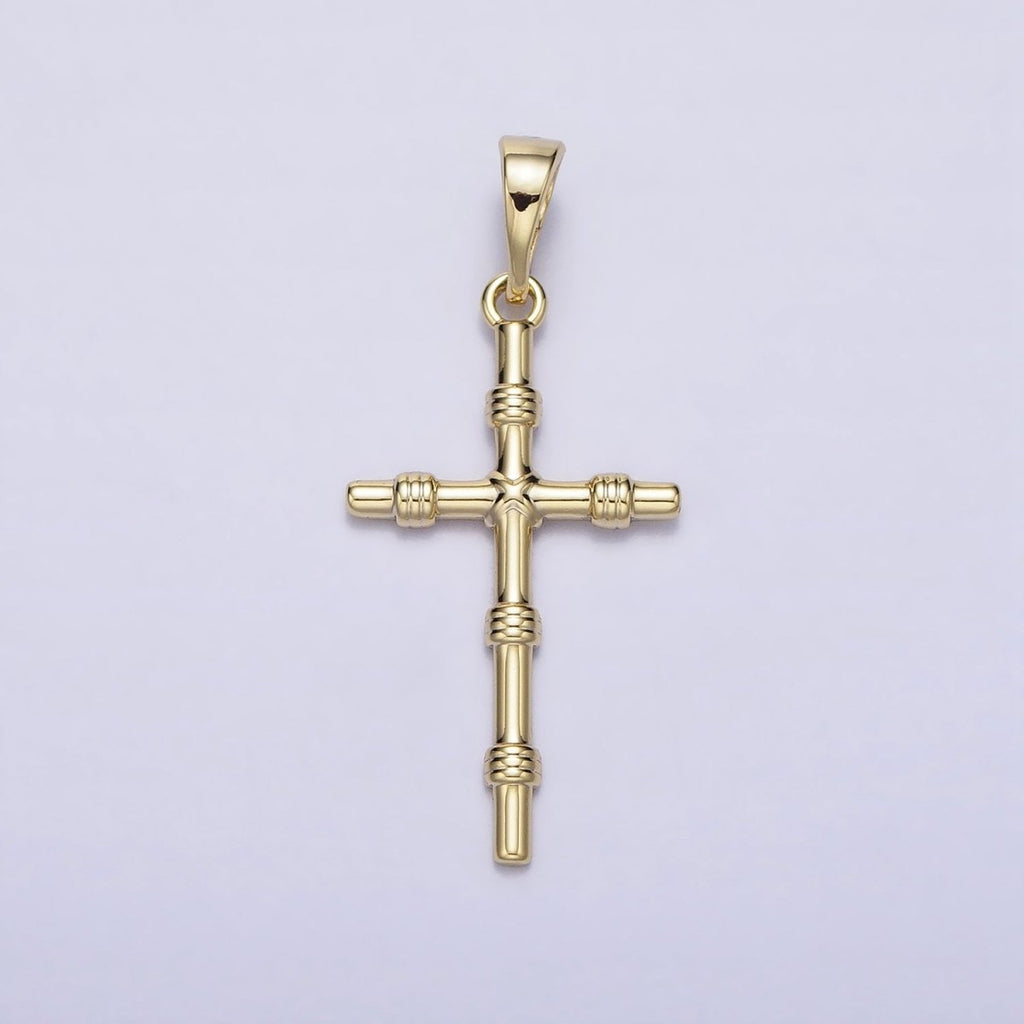 14K Gold plated Slim Simple Cross Charm Religious Pendant AA297 - DLUXCA