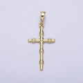 14K Gold plated Slim Simple Cross Charm Religious Pendant AA297 - DLUXCA
