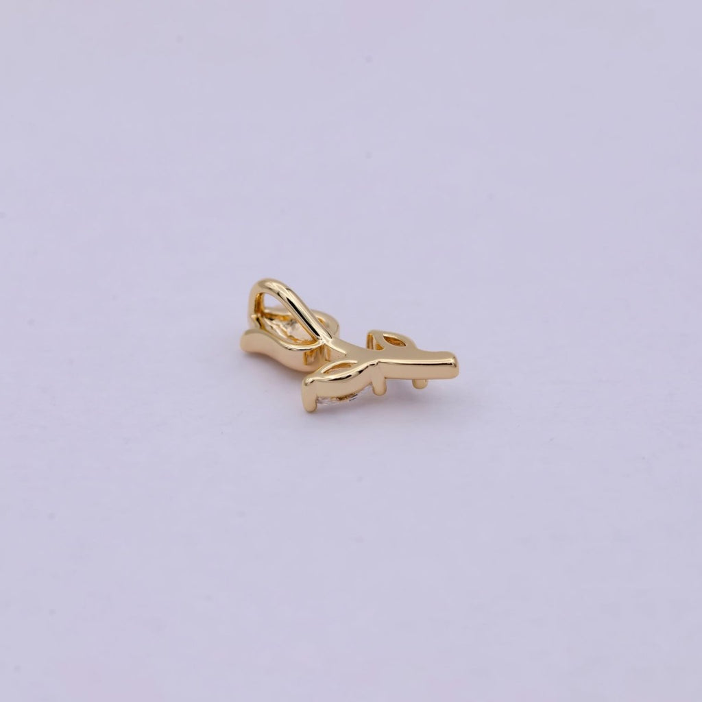 14K Gold plated Small Rose Flower with Marquise Leaf Charm | C-384 - DLUXCA