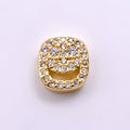 14K Gold plated Smiley Face Micro Paved CZ Bead | B882 - DLUXCA