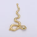 14k Gold plated Snake Charm, Gold Snake Pendant Charm, Animal Jewelry Charm Double Bail Charm DIY Jewelry F-429 - DLUXCA