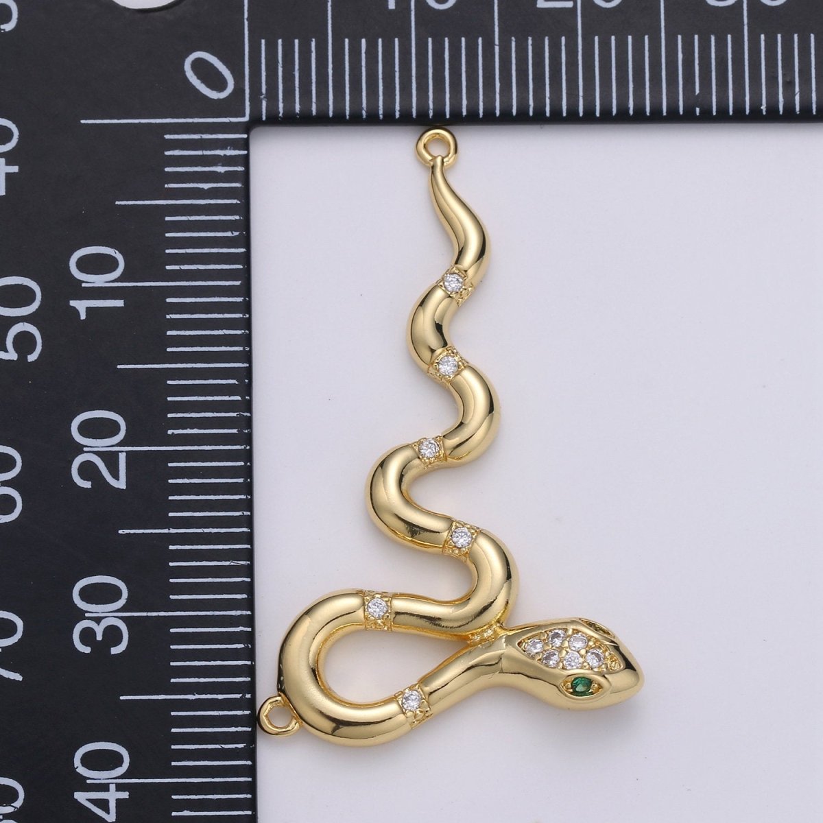 14k Gold plated Snake Charm, Gold Snake Pendant Charm, Animal Jewelry Charm Double Bail Charm DIY Jewelry F-429 - DLUXCA