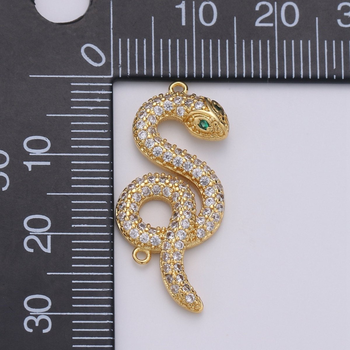 14K Gold plated Snake Connector, Serpent Animal Lover Link Connector Cubic Zirconia Bracelet Connector, Necklace Pendant Findings For Jewelry Making Supply F-455 - DLUXCA