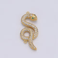 14K Gold plated Snake Connector, Serpent Animal Lover Link Connector Cubic Zirconia Bracelet Connector, Necklace Pendant Findings For Jewelry Making Supply F-455 - DLUXCA