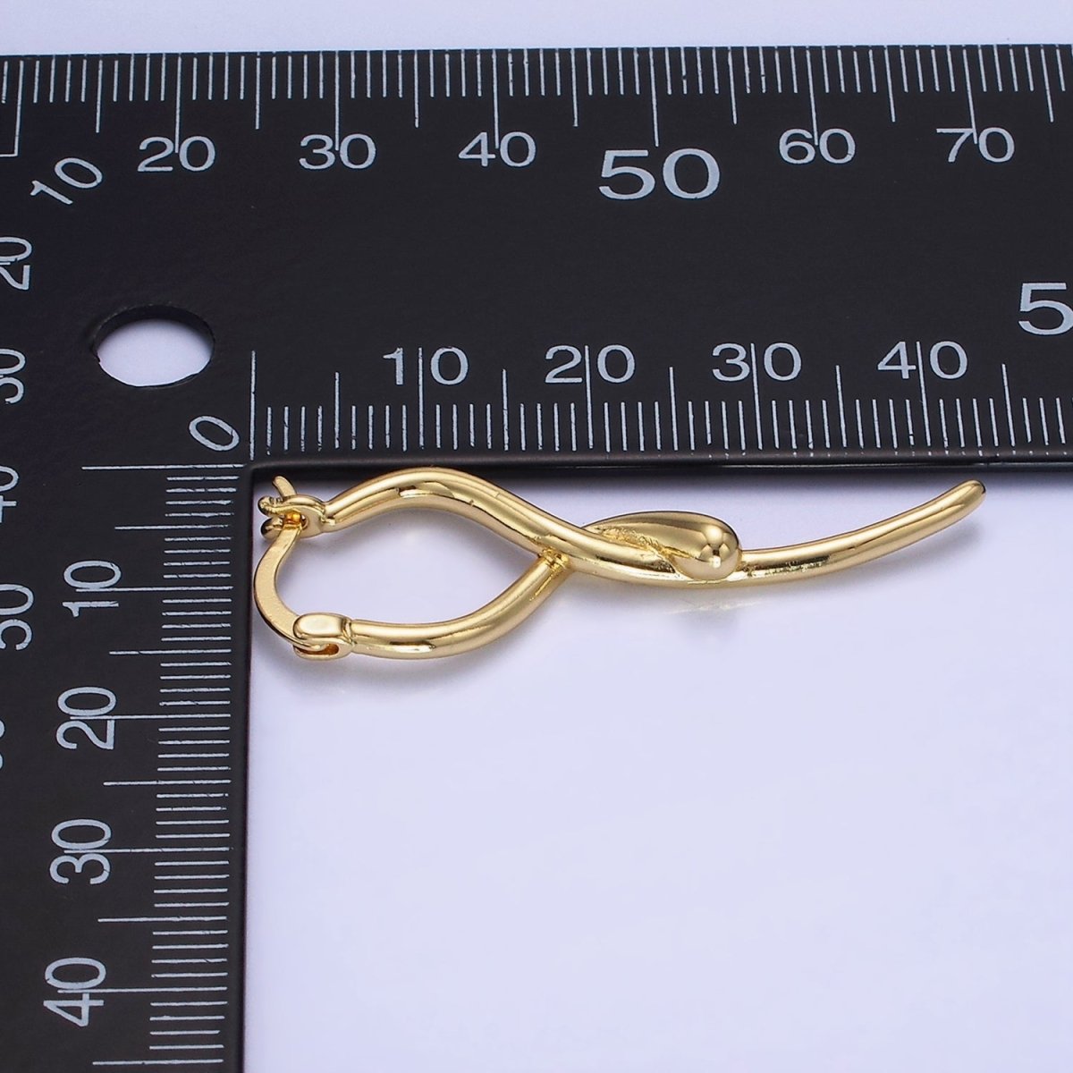 14K Gold plated Snake Minimalist Drop Latch Hoop Earrings | AE523 - DLUXCA